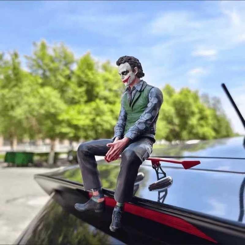 Image of BKN Cartoon Action Figure for Heath Ledger The Jokerr Character Figures with Mask and Sitting Position 24cm Model Statue for Decoration Gift and Car External Decoration