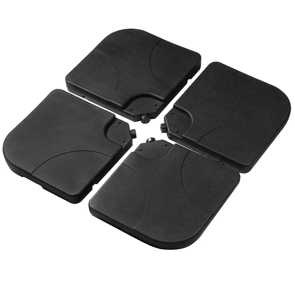 Pied de parasol à roulettes - À remplir d'eau ou de sable - Poids du parasol : 60 l - Base carrée - Noir - 23797