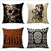 ZYFSKR Cojín Cubierta Cojines Decorativos Fundas De Cojín De Lino Funda De Almohada De Calavera De Halloween para Sofá Dormitorio Salón Oficina Cama O Coche 4 Piezas 45X45Cm