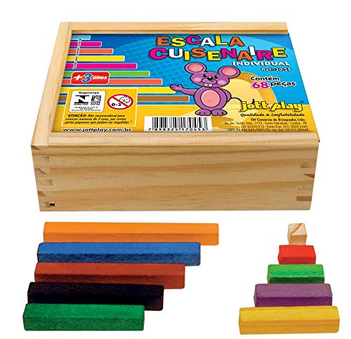 JOTTPLAY Escala Cuisenaire Individual 68 Peças Cx De Madeira Multicolorido