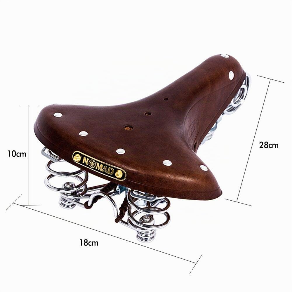 TentHome Vintage Classic Fahrradsattel Sattel Braun Fahrradsitz Fahrrad Ledersattel Schraubenfeder Nieten