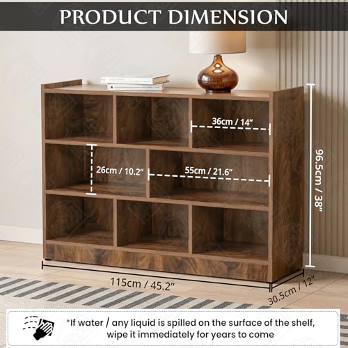 Image of ABOUT SPACE Book Shelf - Engineered Wood DIY Book Rack with Bushes Multipurpose Book Stand for Home Library Open Storage for Bedroom, Living Room Sap Walnut