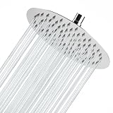 Soffione doccia a pioggia da 20cm, in acciaio inossidabile 304, flusso d'acqua ad alta pressione, ugelli in silicone autopulenti, facile montaggio a parete/soffitto, finitura cromata