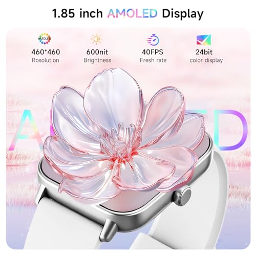 Image of Smart Watch for Women Men,1.85 inch AMOLED Touchscreen for Android & iPhone Alexa Built-in Bluetooth Calls,Fitness Watch 110+ Sport Modes Heart Rate /Sp02 /Sleep /Calories Monitor IP68 Waterproof