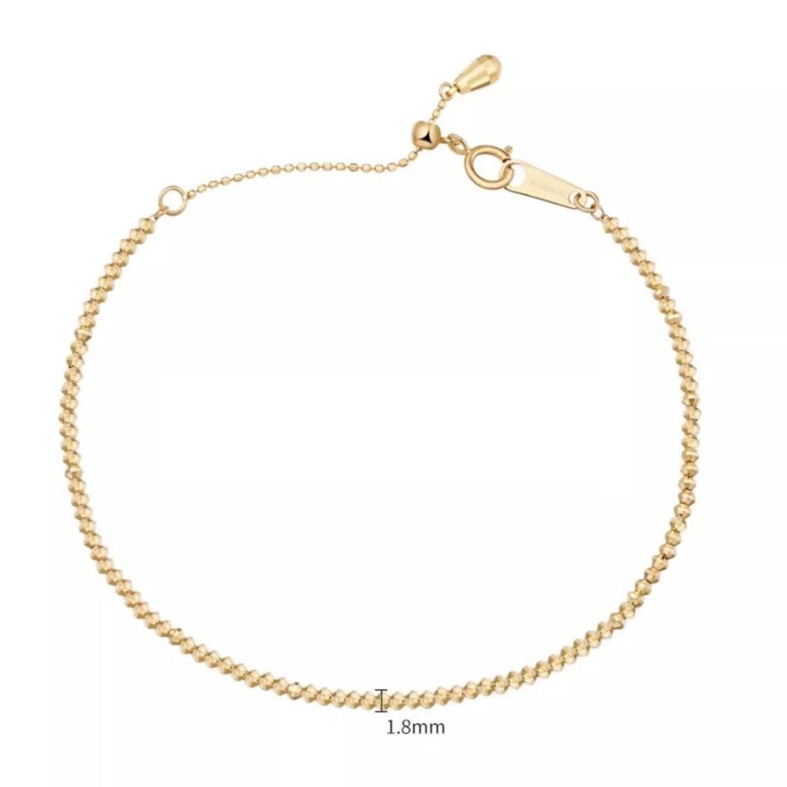 Bracciale Donnatti Oro 9 K / 14 K / 18 K 750, Catena a Perline da 1,8 MM, Regolabile 16 CM + 5 CM, Bracciali Catena Donna Oro