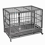 37”/42.5” Heavy Duty Dog Kennels and Crates for Large Medium Dogs, Hard-Sided Escape Proof Pet...