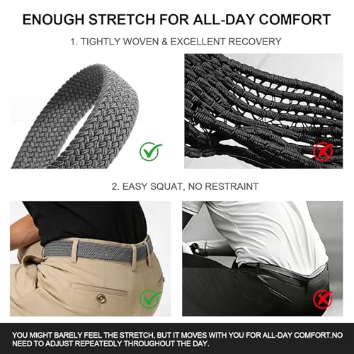 Image of Mens Elastic Braided Belt Stretch Woven Web Belt for Golf Pants Jeans Shorts Casual