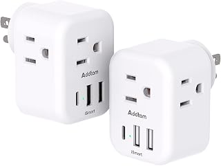 2-Pack Multi Plug Outlet Extender with USB, Addtam Electrical 3 Outlet Box Splitter with 3 USB Wall Charger(1 USB C), Power Stip No Surge Protector Cruise Essentials for Ship and Travel, ETL Listed