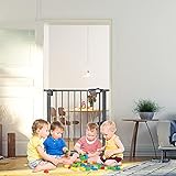 NAIZY Türschutzgitter für Kinder, Treppenschutzgitter N Stop Safety Gate mit Ohne Bohren und Metall Gitter 75-85 cm breit - Schwarz