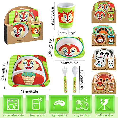 20 Pc Kids Toddler Plates And Bowls Set Mealtime Feeding Set For Kids And Toddlers Zoo Animal Dinnerware Of 4 Different Cute Animal Includes Cartoon Plate Bowl Cup Fork Spoon Utensil Flatware Reusable #TOP1