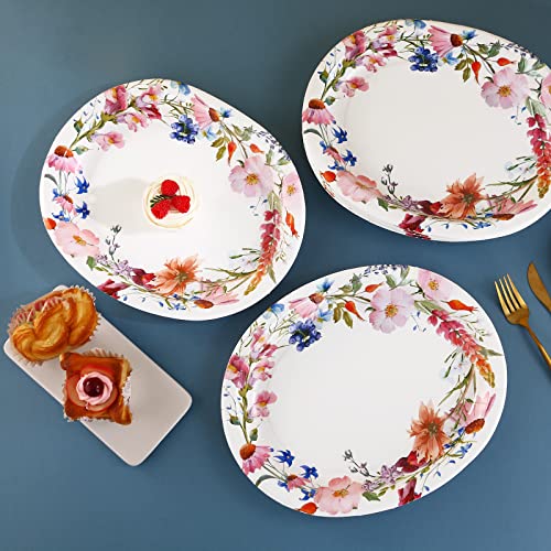 Boocikey 50Pcs Spring Floral Oval Paper Plates Party Supplies 10"×12" In Large Oval Dinner Plates Tea Party Plates Bulk For Spring Holiday Bridal Shower Wedding Decorations #TOP1