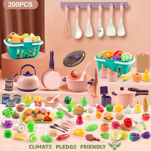 image for Bruvoalon 200Pcs Mini Play Kitchen Accessories for Kids, Pretend Cooki