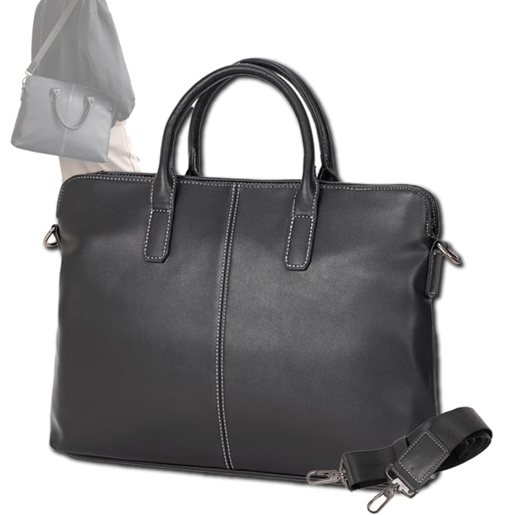 WALKENT 15.6" Laptop Shoulder Bag, Premium Soft Leather, Waterproof, Detachable Strap for Office, College, Men, Women - Model Derven, Black (B0C6TCK9C4) Amazon Price History, Amazon Price Tracker