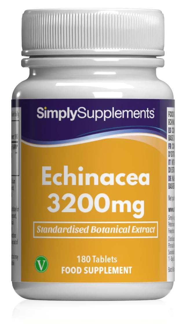 Echinacea 3200mg - 180 Tabletten - Geeignet für Veganer - Versorgung für 6 Monate - SimplySupplements