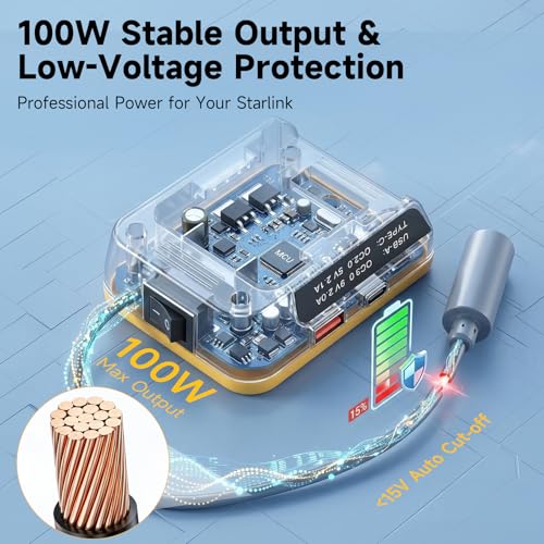 Image of Starlink Mini Battery Adapter Compatible with DeWalt 18V-20V Max Battery to DC Plug Starlink Mini Power Supply, with Independent Button and Low Voltage Protection for Starlink mini Batteries