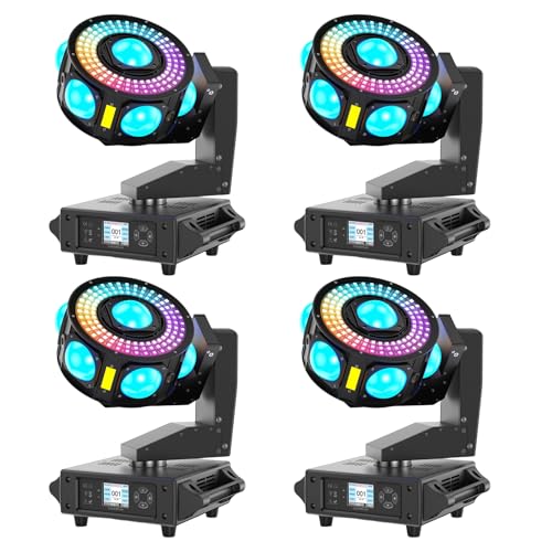 Image of 4 Pack 160W 3-Axis Moving Head Lights RGBW 540Rotation DJ Light with Strobe Effects DMX512 19 /25CH with Sound Activated Moving Head Beam Stage Light for Disco Wedding Parties Live Show Bar
