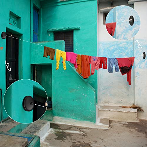 4 Pieces Retractable Clothesline 9.2Ft Adjustable Laundry String 304 Stainless Retractable Clothesline Heavy Duty Stainless Steel Rope Retracting Clothes Line For Indoor Outdoor Home (Black) #TOP4