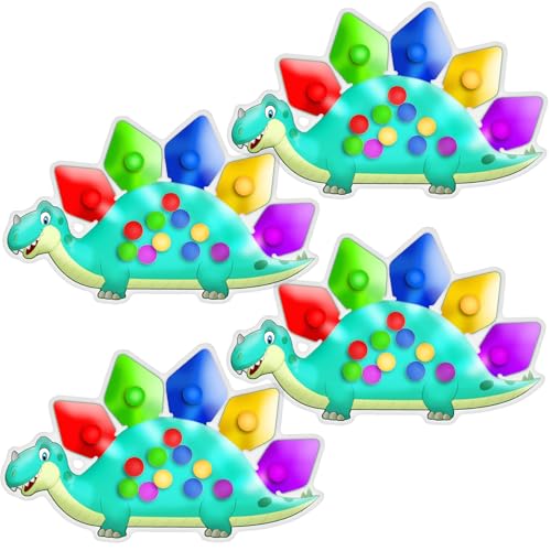 Image of 4PC Dinosaur Color Sorting Sensory Toys for Toddler, Montessori Travel Toys Fine Motor Skill Learning Activities Quiet Calm Down Fidgets for Classroom for 3 4 5 Year Old Kid Easter Basket Stuffers