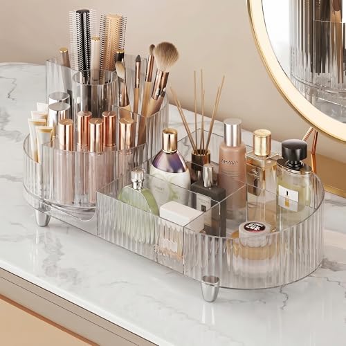 Booklov Rotating Makeup Organizer for Vanity Countertop, Clear