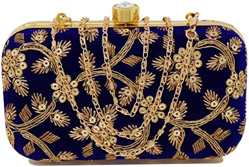 Women's Box Clutch Purse Bag with sling chain