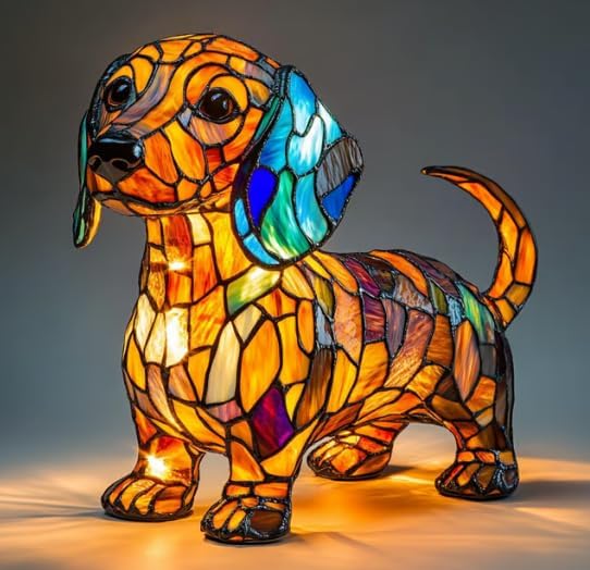 Lámpara Corgi y lámparas de pug 2025, lámpara de perro boxer, luz nocturna de arte de la serie de perros, luz nocturna LED de mesa de resina teñida