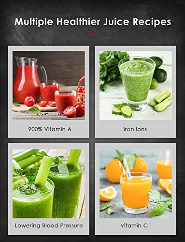 Juicer Machines, Aicok Slow Masticating Juicer with Quiet Motor, Safe Lock, & Reserve Function, Easy to Clean, with Recipes for Multiple High Nutrient Juice
