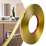 JSIWOTH 0.4in × 40Ft Peel and Stick Trim, Waterproof Molding Trim for Walls Edges, Borders, Window Frames, Backsplash Tiles, Flexible and Self Adhesive Trim Matte Gold