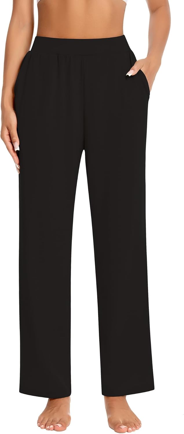 3 Pack Women's Lounge Pants Wide Leg Sweatpants with Pockets Elastic Waist Yoga Pant Casual Loose Jogger