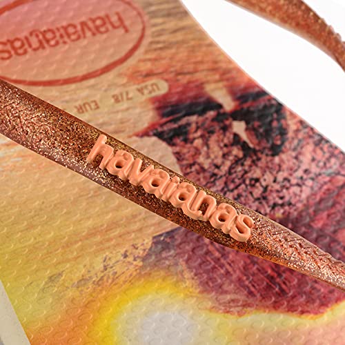 Chinelo Slim Paisage, Havaianas, Feminino, Bege Palha/Laranja, 39/40