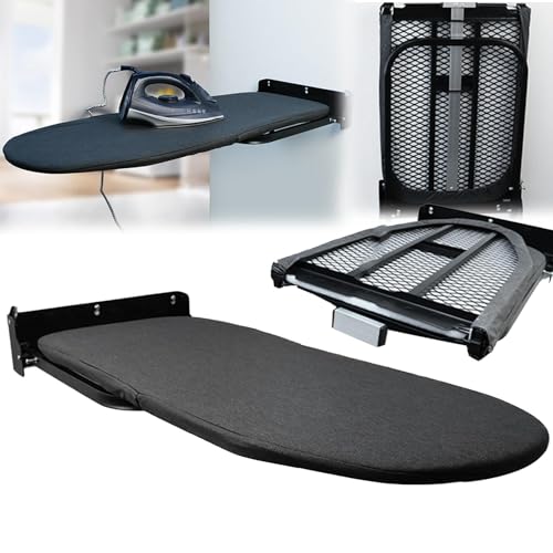 WUDLEP Tabla de planchar montada en la pared, tabla de hierro plegable, tabla de planchar de montaje en pared que ahorra espacio con cubierta extraíble resistente al calor para espacios pequeños en el