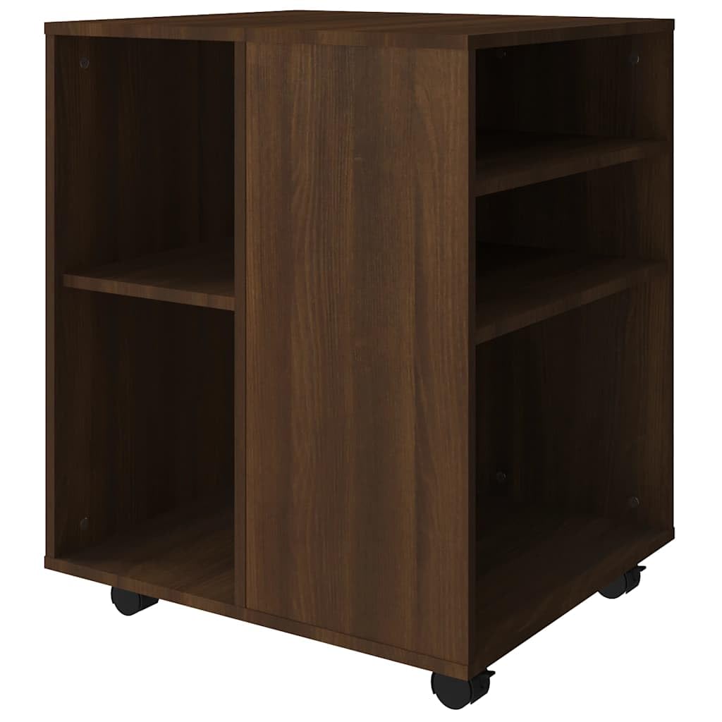 Armadio con ruote, effetto rovere, 60 x 53 x 72 cm, in legno con ruote e vano portaoggetti, organizer da scrivania per ufficio