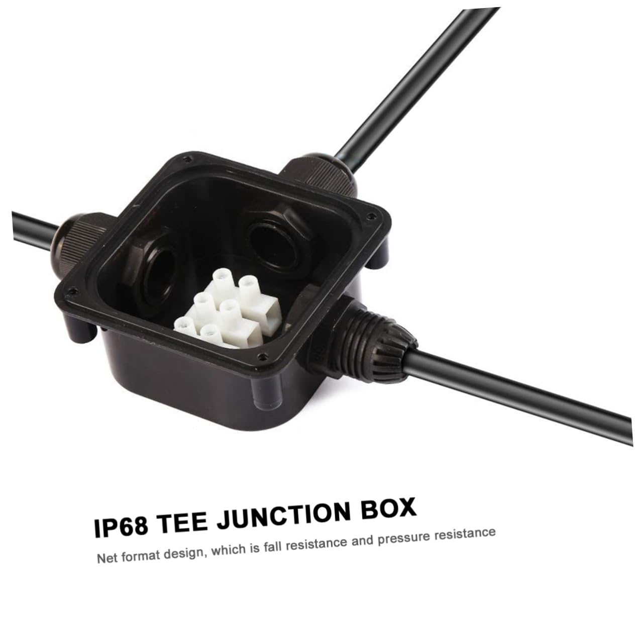 Caja de Conexiones Ip68 de 3 Vías, Pack de 5 Conectores | Abs Negro, Formato de Red, para 2 o 3 Polos, Conexión de Lámparas y Luces LED de Jardín