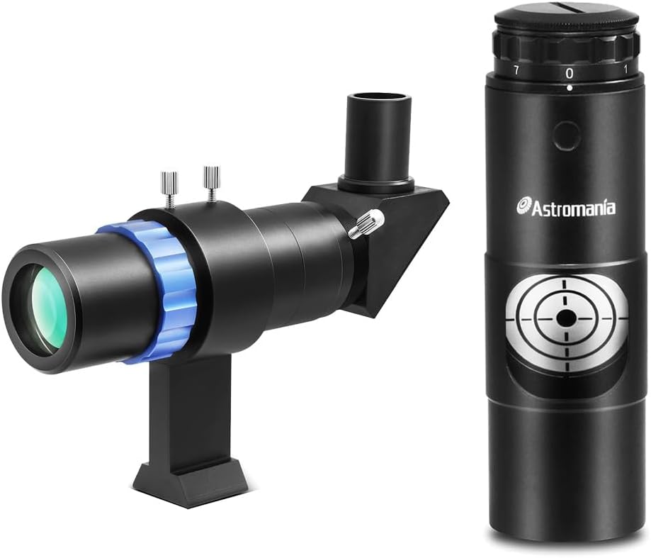 Astromania Mini Guide Scope 30mm, Telescope Accessories Finder Scope Kit Guidescope - Bundle with - 1.25 Inch Laser Collimator