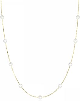 Tewiky Pearl Necklaces for Women, Dainty Gold Necklace 14k Gold Plated Single Pearl Necklace Simple Pearl Choker Necklaces for Women Trendy Cute Gold Necklace Jewelry for Women