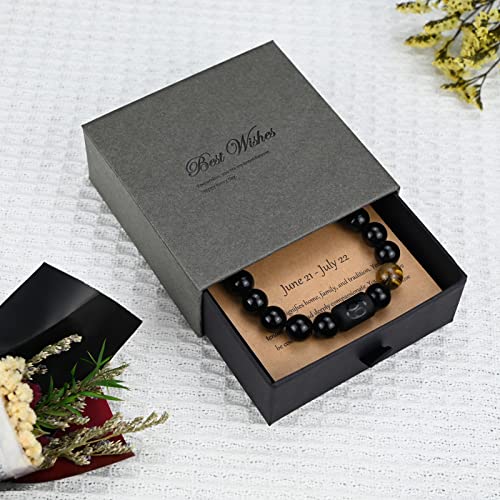 Zodiac Bracelets For Men, Handmade Star Sign Constellations Horoscope Beaded Bracelet, Natural Black Onyx Stone Couples Jewelry Gifts, Anniversary Christmas Cute Presents For Teen Boys (Cancer) #TOP1