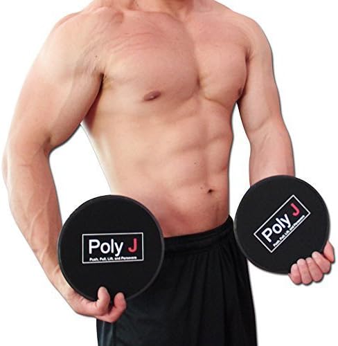 Two Extremely Durable Glider Discs by Poly J (Set of 2 x Exercise Sliders) – Workout Your Core Muscles by Sliding or Gliding The Dual Sided Discs on Hardwood or Carpet.