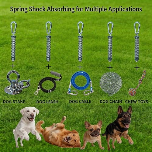 Image of Heavy Duty Dog Tie Out Spring, Stainless Steel Shock Absorber for Dog Leash, Stake & Chain, Rustproof Buffer for Spring Pole for Dogs, Camping Tent & Boat, Suitable for Multiple Dogs(4 Springs)