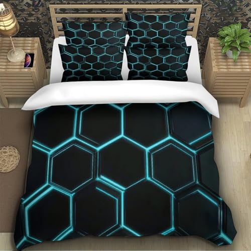 Lumières hexagonales parure de lit microfibre 140x200 drap néon