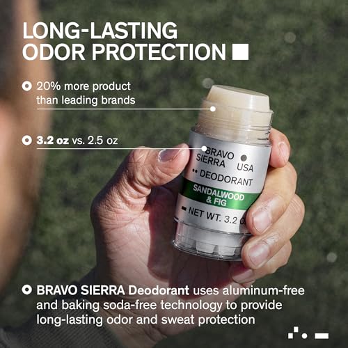Image of Bravo Sierra Aluminum-Free Mens Deodorant - Antiperspirant for Men, 2-Pack | Natural Ingredients for Long Lasting All-Day Odor & Sweat Protection - Sandalwood & Fig - Vegan, Paraben & Cruelty-Free