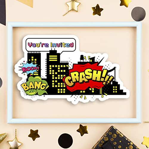 Superheroes Birthday Party City Shaped Fill In Invitations Super Hero Girls Boys Kids Birthday Party Invite Cards With Envelopes (Set Of 20) #TOP5