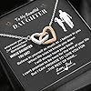 LOTUS-A Collar de plata para hija de papá – Collar de corazón entrelazado S925 con una tarjeta de mensaje de regalo para mis adolescentes adultos de parte del padre en el día de la madre, Navidad