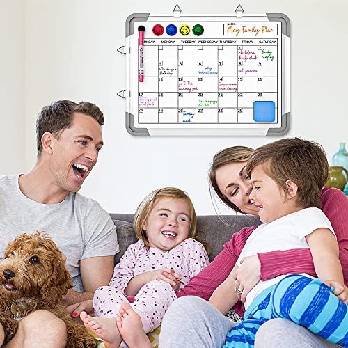 Dry Erase Board Calendar For Wall，16" X 12" Hanging Double-Sided Whiteboard Calendar. Magnetic Dry Erase Board. Portable Dry Erase Board For Office,School,Home,Kitchen,Drawing,Planning, Memo. #TOP4