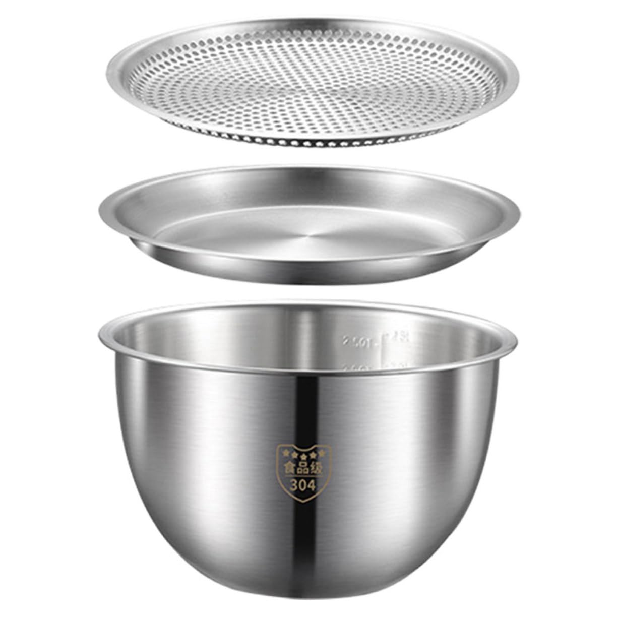 Gatuida Set de Bassines en Acier Inoxydable Multi-fonction avec Passoire Anti-dérapante pour Œufs et Riz, Ustensile Cuisine Ménager Argenté Pratique