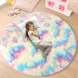 Junovo Pastell Wolke Flauschiger Kinderzimmer Teppich Rund 152cm