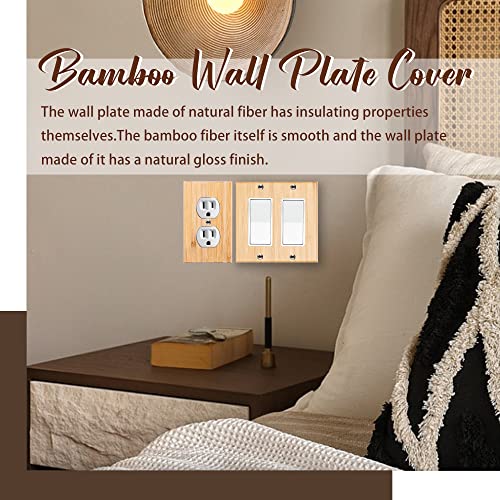 4Pc Solid Wood Double Hole Outlet Light Switch Plate 4.5" X 2.76" Bamboo Light Switch Cover Quality Raw Wooden Decorative Bedroom Kitchen Home Decor (Double Hole Outlet) #TOP3