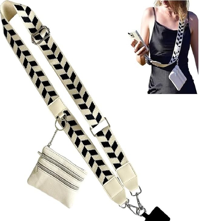 Phone Wrist Strap with Zipped Pouch Clip & Go Strap for Mobile with Leather Wallet Crossbody Adjustable Buckle Chain Lanyard - Comfortable & Durable Accessory for Stylish Women-image-21