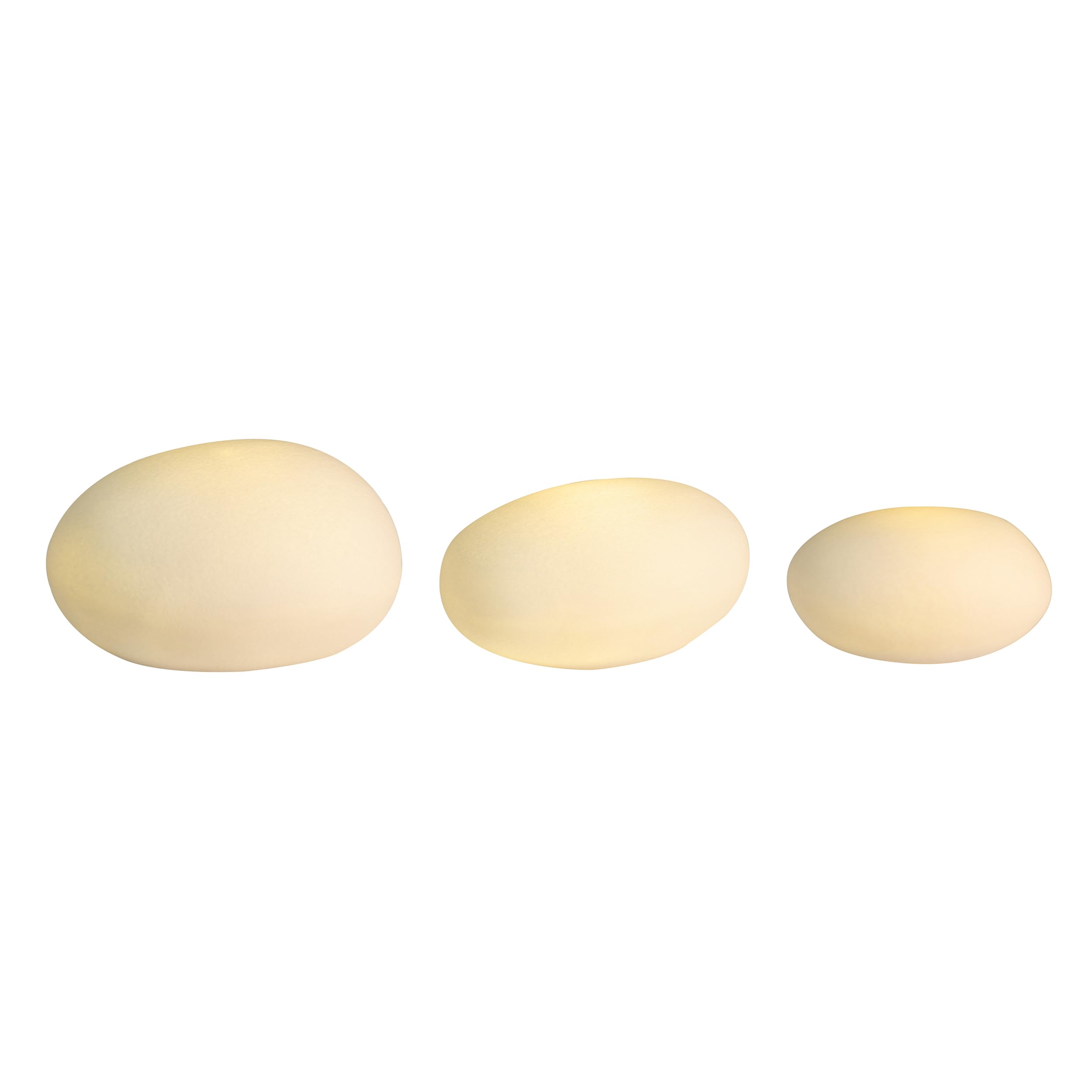 Räder LED Lichtkieselstein Set 3 Stück, 7 x 4 cm, 9,5 x 4,5 cm, 11 x 6 cm