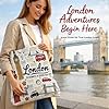 Tmlifehy London Souvenirs Canvas Tote Bag, Stylish London Souvenirs Gifts for Women Men, Reusable Grocery Shopping Bag, Unique London Gifts, Shoulder Bag for School, Work, Travel and Grocery #4
