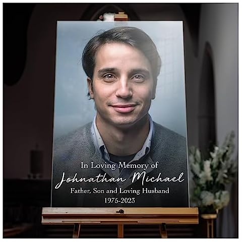 SPEEDYORDERS Custom Funeral Sign - Photo In Loving Memory Sign - Personalized Funeral Reception Signs - Celebration Of Life Funeral Photo Sign Cover