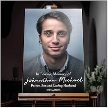SPEEDYORDERS Custom Funeral Sign - Photo In Loving Memory Sign - Personalized Funeral Reception Signs - Celebration Of Life Funeral Photo Sign